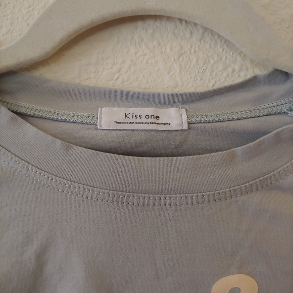 Zebra Light Blue Crop Top Crew Neck - Picture 2 of 3